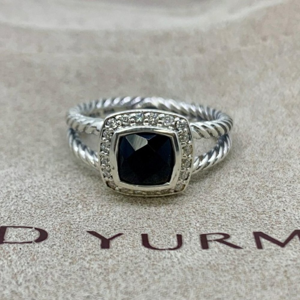 David Yurman Petite Albion Black Onyx Ring Size 8